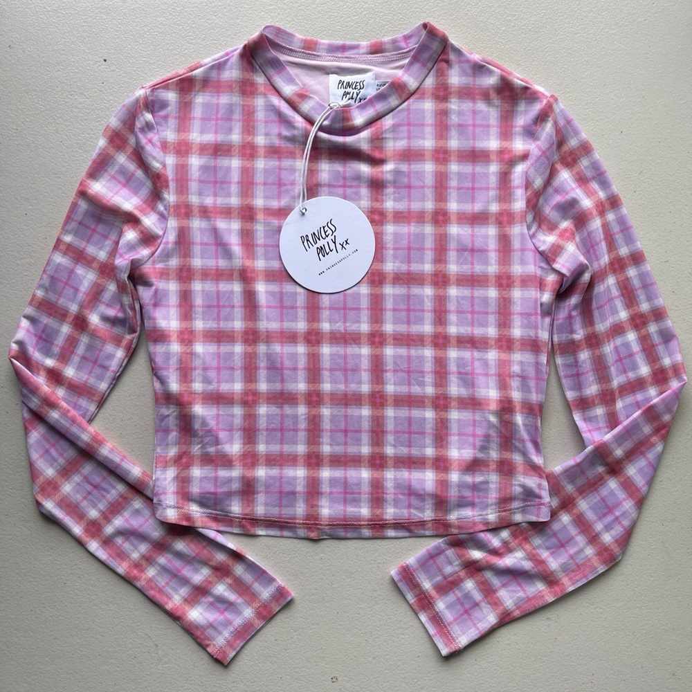 Princess Polly Purple Plaid Crop Top